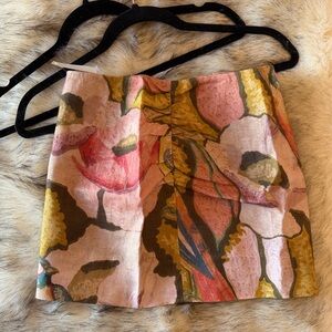 SAKS Floral Print Pink Multi Mini Skirt